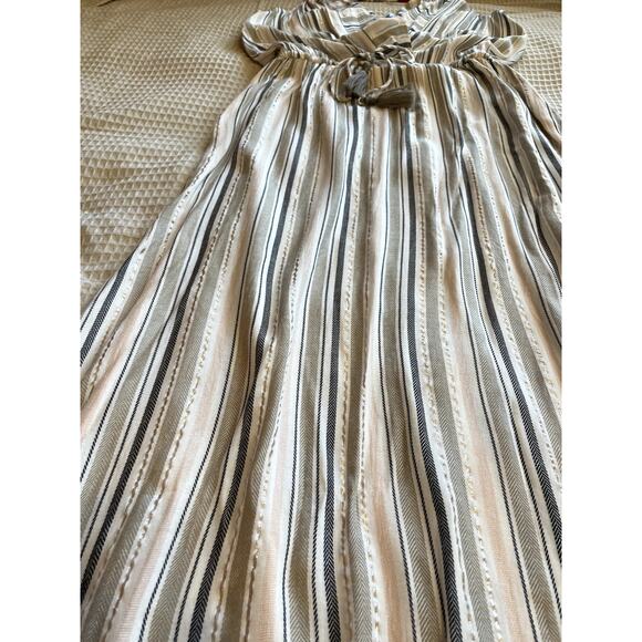 NWT Blue Island Beach Striped W/ Tassel V Neck Maxi Swim Coverup Boho Size Small - Picture 10 of 13